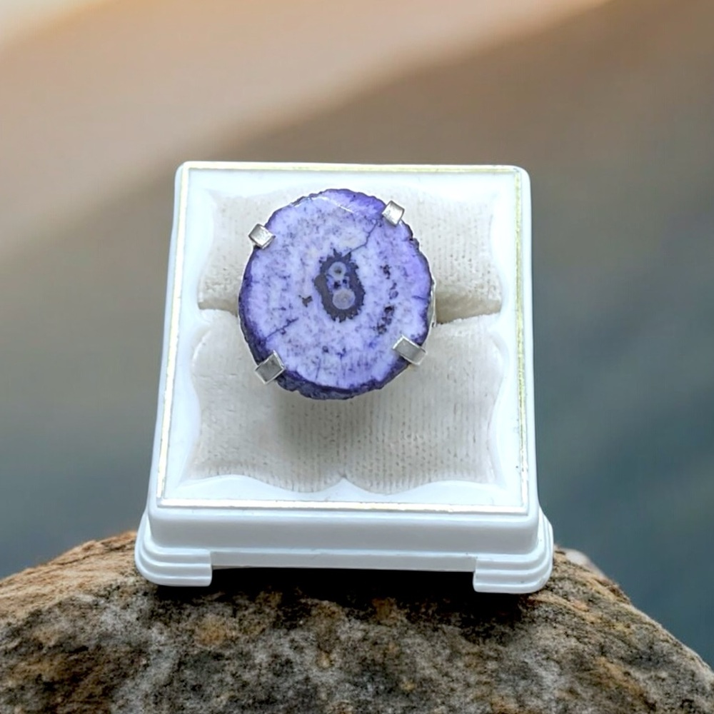 Unique Artisan Sterling Geode Ring - image 4